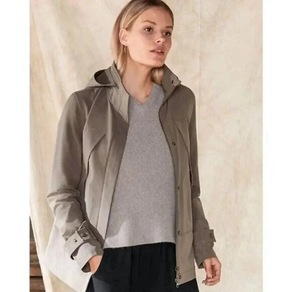 Garnet Hill High Low Pleated Light Brown Jacket XS - Picture 2 of 7